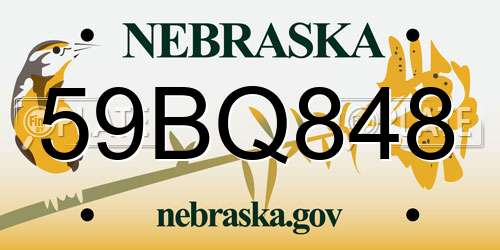59BQ848 Nebraska License Plate