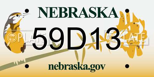 59D13 Nebraska License Plate