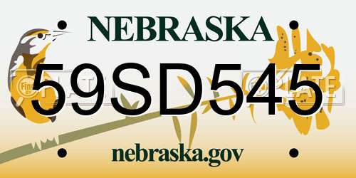 59SD545 Nebraska License Plate