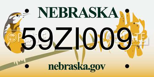 59ZI009 Nebraska License Plate