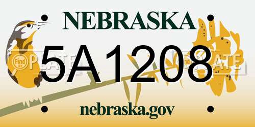 5A1208 Nebraska License Plate