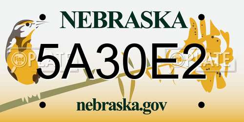 5A30E2 Nebraska License Plate