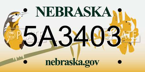 5A3403 Nebraska License Plate