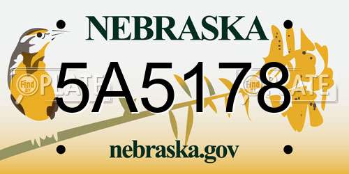 5A5178 Nebraska License Plate