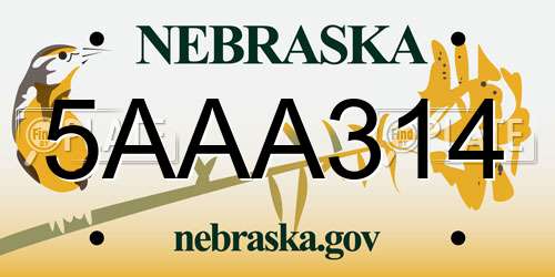 5AAA314 Nebraska License Plate
