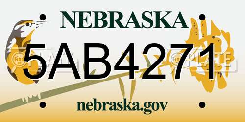 5AB4271 Nebraska License Plate