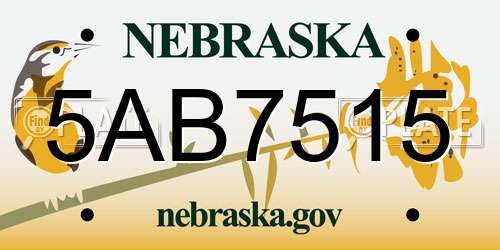 5AB7515 Nebraska License Plate