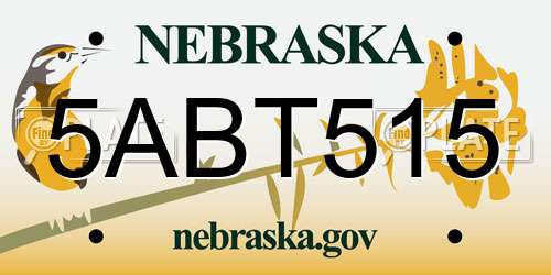 5ABT515 Nebraska License Plate