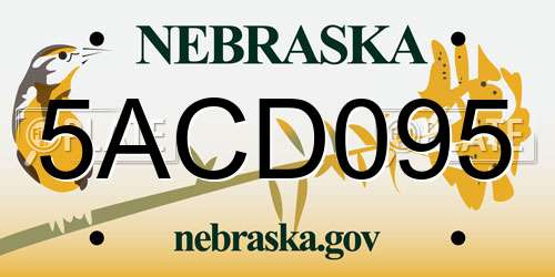 5ACD095 Nebraska License Plate