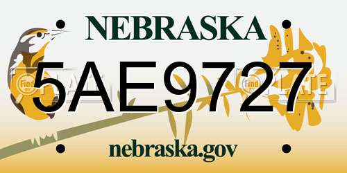 5AE9727 Nebraska License Plate