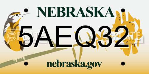 5AEQ32 Nebraska License Plate