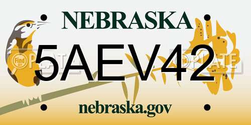 5AEV42 Nebraska License Plate