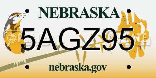 5AGZ95 Nebraska License Plate