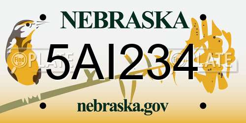 5AI234 Nebraska License Plate