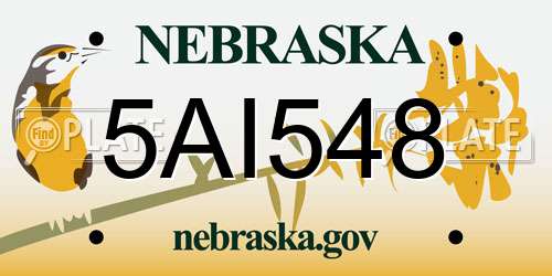 5AI548 Nebraska License Plate