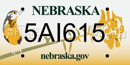 5AI615 Nebraska License Plate
