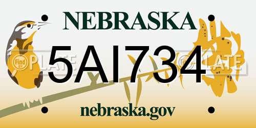5AI734 Nebraska License Plate