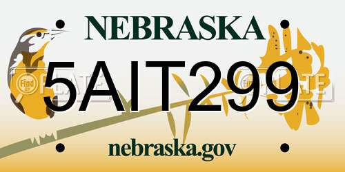 5AIT299 Nebraska License Plate