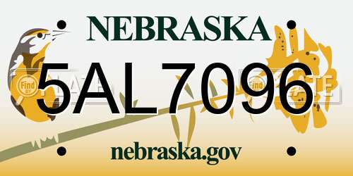 5AL7096 Nebraska License Plate