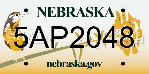 5AP2048 Nebraska License Plate