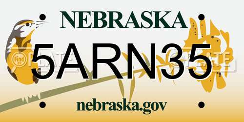 5ARN35 Nebraska License Plate
