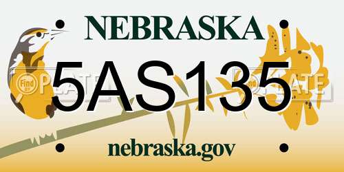 5AS135 Nebraska License Plate