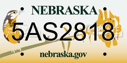 5AS2818 Nebraska License Plate