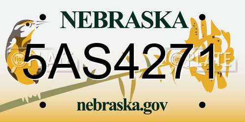 5AS4271 Nebraska License Plate