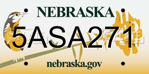 5ASA271 Nebraska License Plate