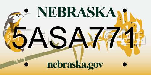 5ASA771 Nebraska License Plate