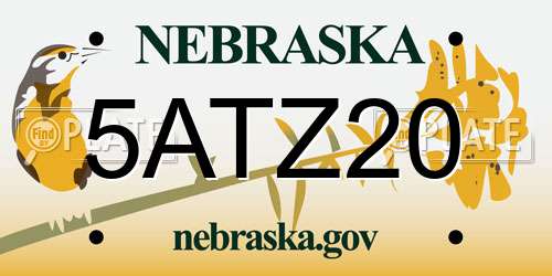 5ATZ20 Nebraska License Plate