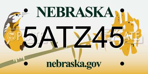 5ATZ45 Nebraska License Plate