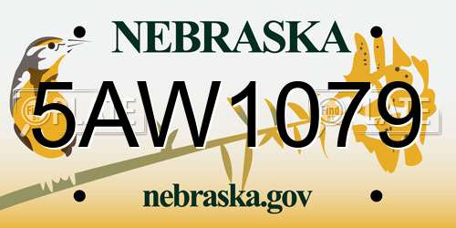 5AW1079 Nebraska License Plate