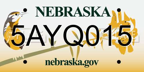 5AYQ015 Nebraska License Plate