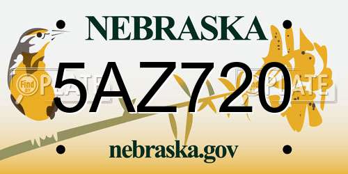 5AZ720 Nebraska License Plate