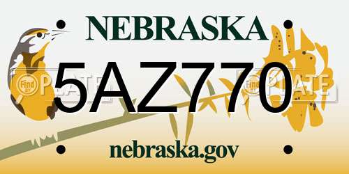 5AZ770 Nebraska License Plate