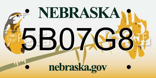 5B07G8 Nebraska License Plate