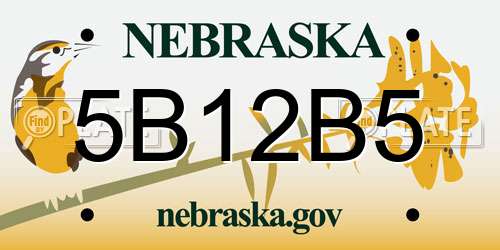 5B12B5 Nebraska License Plate