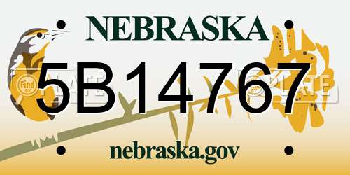 5B14767 Nebraska License Plate