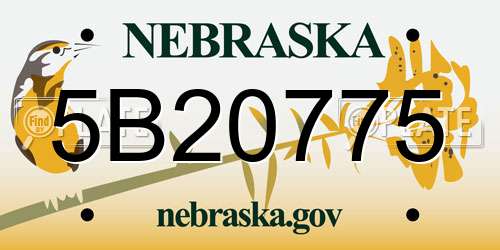5B20775 Nebraska License Plate