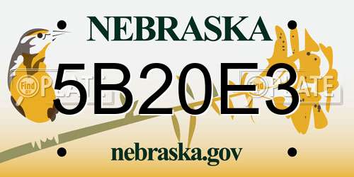 5B20E3 Nebraska License Plate