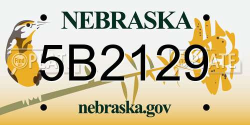5B2129 Nebraska License Plate