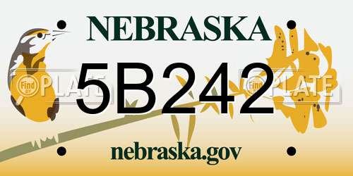 5B242 Nebraska License Plate