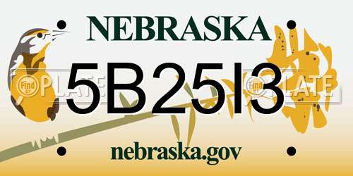 5B25I3 Nebraska License Plate