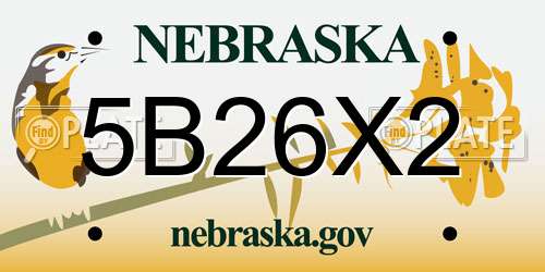 5B26X2 Nebraska License Plate