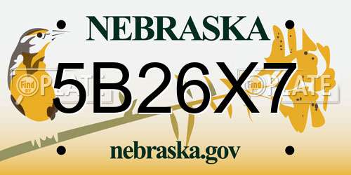 5B26X7 Nebraska License Plate