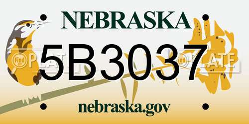 5B3037 Nebraska License Plate