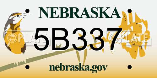 5B337 Nebraska License Plate