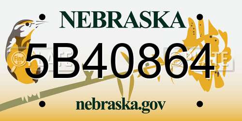 5B40864 Nebraska License Plate