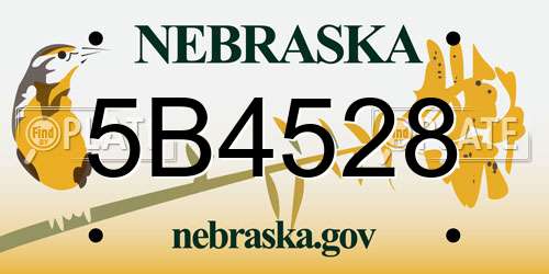 5B4528 Nebraska License Plate